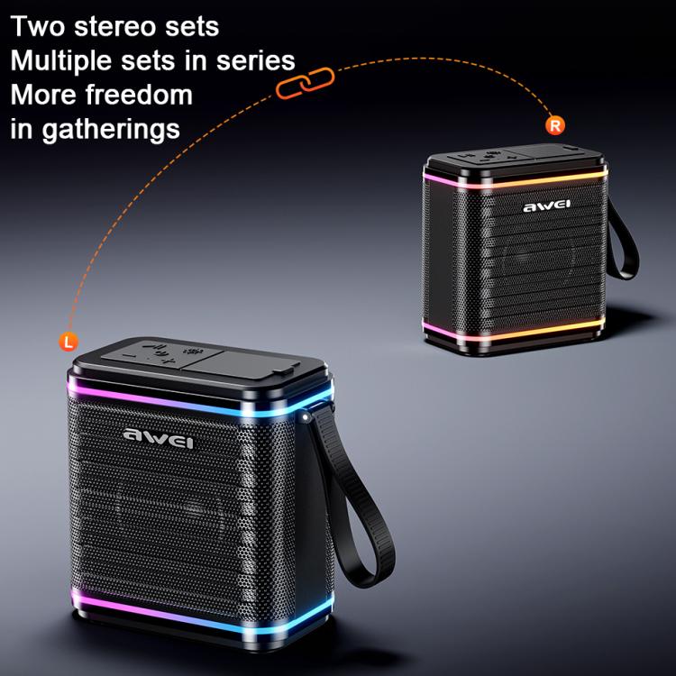 awei KA3 15W Portable Bluetooth Speaker with RGB Light(Black) - Desktop Speaker by awei | Online Shopping UK | buy2fix