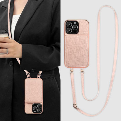 For iPhone 16 VIETAO Litchi Texture Wallet PU Phone Case with Lanyard(Pink) - iPhone 16 Cases by VIETAO | Online Shopping UK | buy2fix