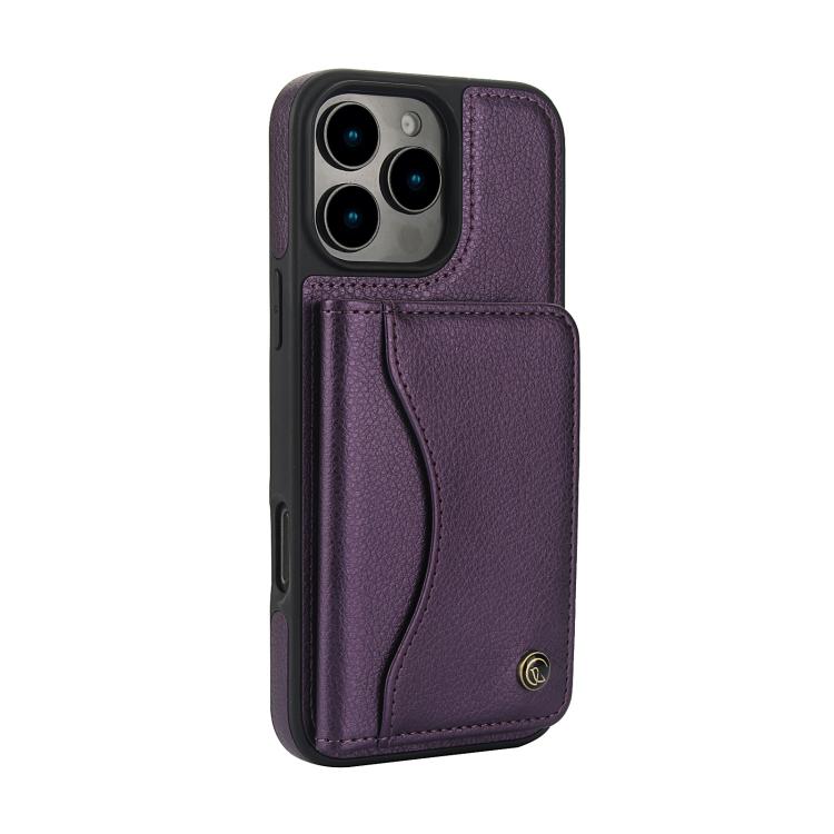 For iPhone 16 Pro Max AwQuer Horizontal Flip Card Bag Holder Leather Phone Case(Dark Purple) - iPhone 16 Pro Max Cases by Awquer | Online Shopping UK | buy2fix