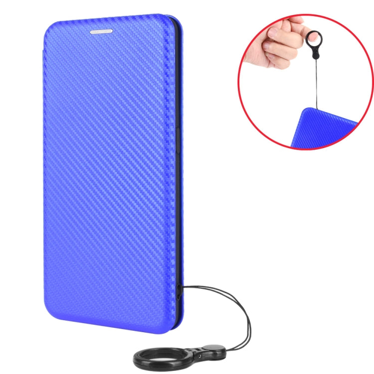 For Doogee X95 Carbon Fiber Texture Horizontal Flip TPU + PC + PU Leather Case with Card Slot & Lanyard(Blue) - More Brand by buy2fix | Online Shopping UK | buy2fix