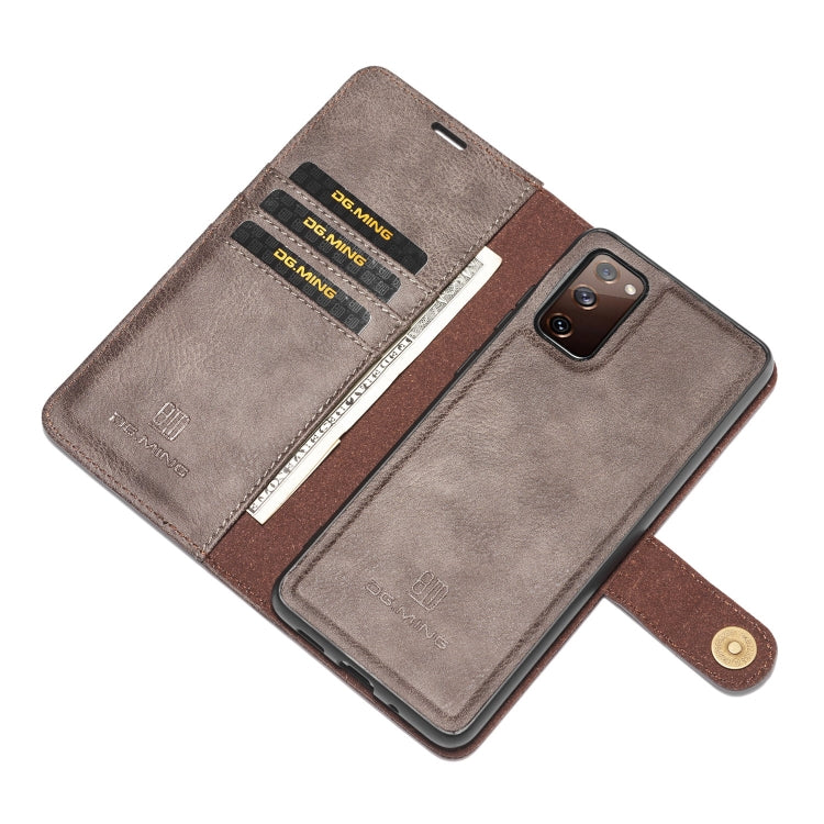 For Samsung Galaxy S20 FE DG.MING Crazy Horse Texture Flip Detachable Magnetic Leather Case with Holder & Card Slots & Wallet(Grey) - Galaxy S20 FE Cases by DG.MING | Online Shopping UK | buy2fix