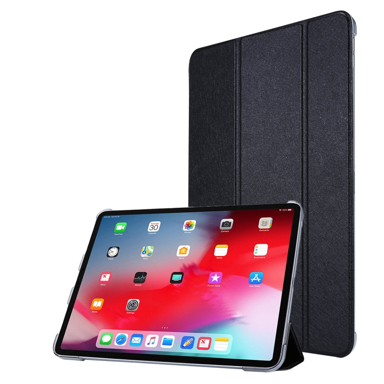 Silk Texture Flip Magnetic PU Leather Smart Case with Three-folding Holder For iPad Air 11 2024 / Air 2022 / 2020 10.9(Black) - iPad Air (2022) / (2020) 10.9 Cases by buy2fix | Online Shopping UK | buy2fix