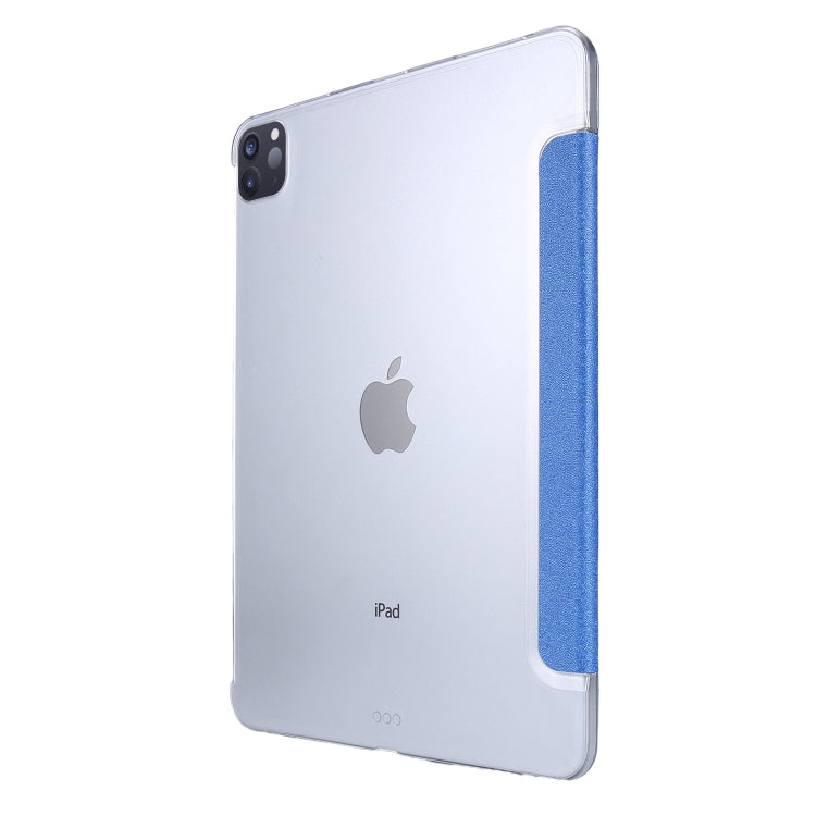 Silk Texture Flip Magnetic PU Leather Smart Case with Three-folding Holder For iPad Air 11 2024 / Air 2022 / 2020 10.9(Blue) - iPad Air (2022) / (2020) 10.9 Cases by buy2fix | Online Shopping UK | buy2fix