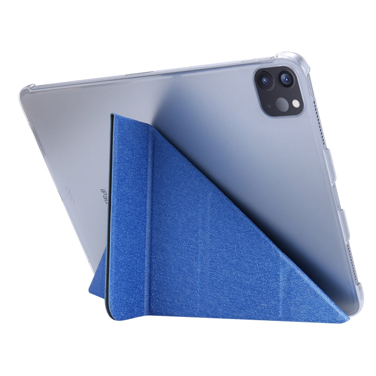 Silk Texture Deformation Flip Leather Case with Three-folding Holder For iPad Air 11 2024 / Air 2022 / 2020 10.9(Blue) - iPad Air (2022) / (2020) 10.9 Cases by buy2fix | Online Shopping UK | buy2fix