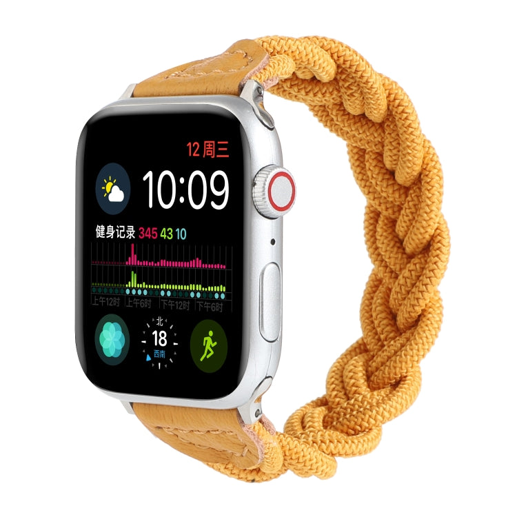 Elastic Woven Watch Band For Apple Watch Ultra 49mm&Watch Ultra 2 49mm / Series 9&8&7 45mm / SE 3&SE 2&6&SE&5&4 44mm / 3&2&1 42mm, Length:130mm(Yellow) - Watch Bands by buy2fix | Online Shopping UK | buy2fix