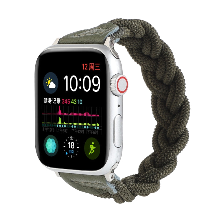 Elastic Woven Watch Band For Apple Watch Ultra 49mm&Watch Ultra 2 49mm / Series 9&8&7 45mm / SE 3&SE 2&6&SE&5&4 44mm / 3&2&1 42mm, Length:160mm(Dark Green) - Watch Bands by buy2fix | Online Shopping UK | buy2fix