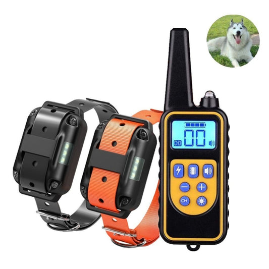 880-2 800 Yards Rechargeable Remote Control Collar Dog Training Device Anti Barking Device(Black+Orange) - Training Aids by buy2fix | Online Shopping UK | buy2fix