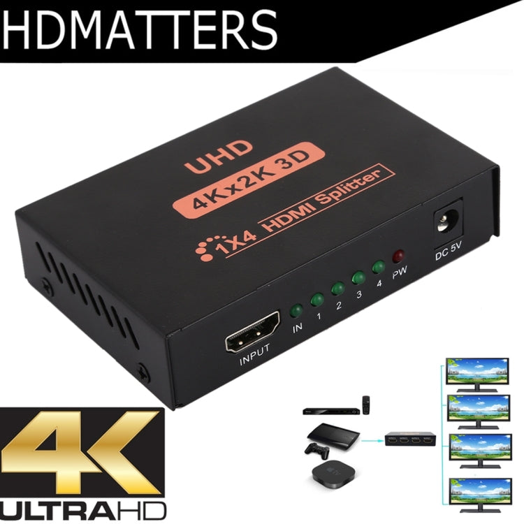 CY10 UHD 4K x 2K 3D 1 x 4 HDMI Splitter (UK Plug) - Splitter by buy2fix | Online Shopping UK | buy2fix