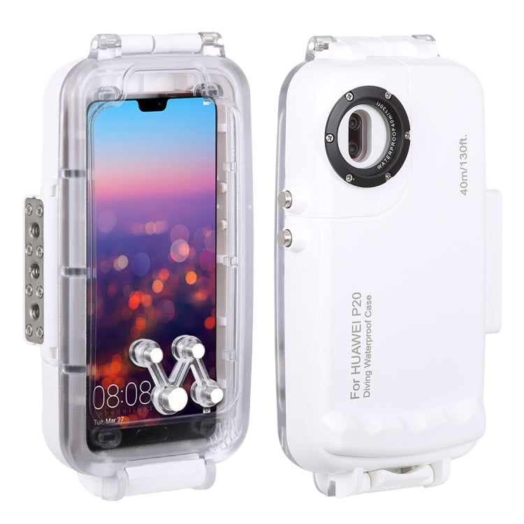 HAWEEL 40m/130ft Waterproof Diving Case for Huawei P20, Photo Video Taking Underwater Housing Cover(White) - Huawei Cases by HAWEEL | Online Shopping UK | buy2fix