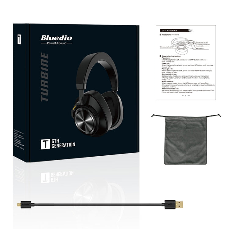 Bluedio T6 Bluetooth Version 5.0 Headset Bluetooth Headset(Black) - Headset & Headphone by Bluedio | Online Shopping UK | buy2fix