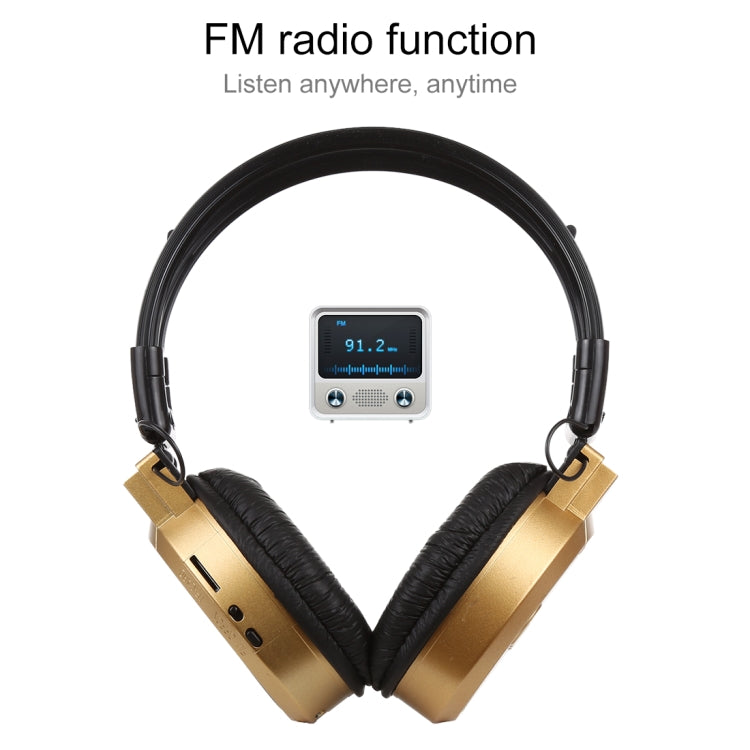 SH-S1 Folding Stereo HiFi Wireless Sports Headphone Headset with LCD Screen to Display Track Information & SD / TF Card, For Smart Phones & iPad & Laptop & Notebook & MP3 or Other Audio Devices(Gold) - Headset & Headphone by buy2fix | Online Shopping UK | buy2fix