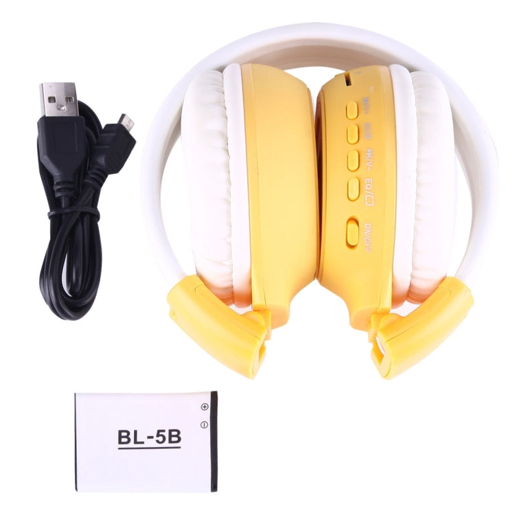 BS-N65 Headband Folding Stereo HiFi Wireless Headphone Headset with LCD Screen & TF Card Slot & LED Indicator Light & FM Function(Yellow) - Headset & Headphone by buy2fix | Online Shopping UK | buy2fix