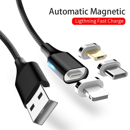 M11 3 in 1 5A USB to 8 Pin + Micro USB + USB-C / Type-C Nylon Braided Magnetic Data Cable, Cable Length: 2m (Black) - Charging Cable & Head by buy2fix | Online Shopping UK | buy2fix