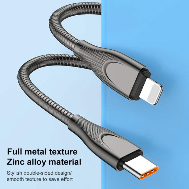 ADC-009 USB to 8 Pin Zinc Alloy Hose Fast Charging Data Cable, Cable Length: 1m (Gun Metal) - Normal Style Cable by buy2fix | Online Shopping UK | buy2fix