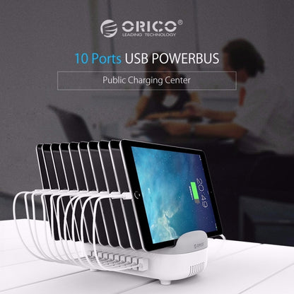 ORICO DUK-10P 120W 10 USB Ports Smart Charging Station with Phone & Tablet Stand, AU Plug(Black) - Multifunction Charger by ORICO | Online Shopping UK | buy2fix