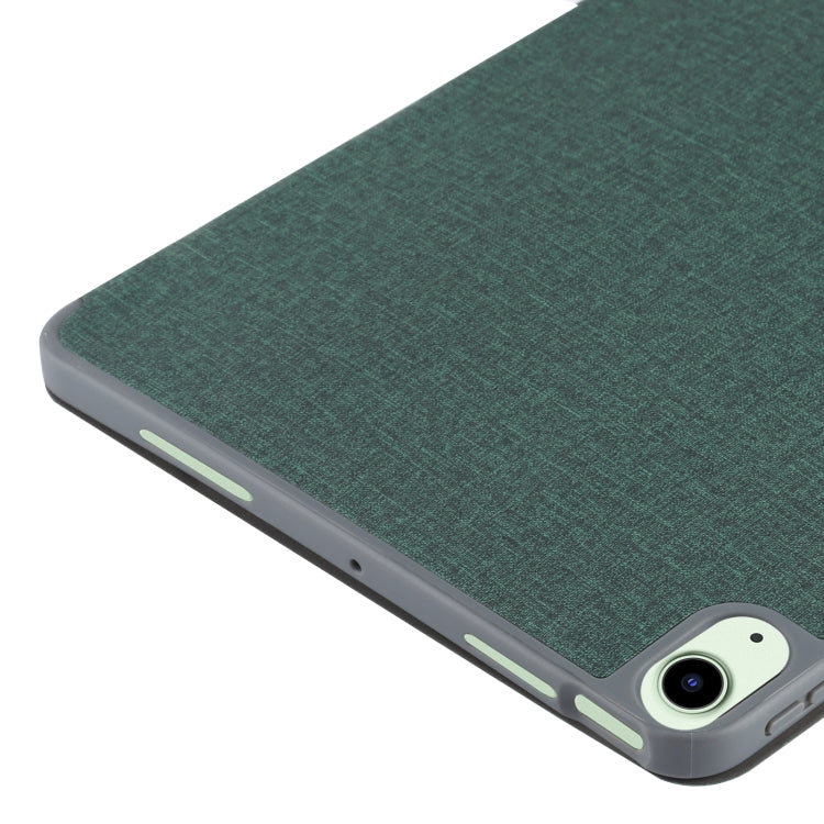 Mutural YASHI Series TPU + PU Cloth Pattern Texture Horizontal Flip Leather Case with Three-folding Holder & Pen Slot & Wake-up / Sleep Function For iPad Air 2022 / 2020 10.9(Green) - iPad Air (2022) / (2020) 10.9 Cases by Mutural | Online Shopping UK | buy2fix