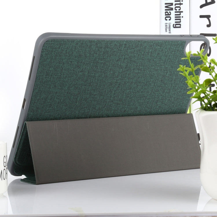 Mutural YASHI Series TPU + PU Cloth Pattern Texture Horizontal Flip Leather Case with Three-folding Holder & Pen Slot & Wake-up / Sleep Function For iPad Air 2022 / 2020 10.9(Green) - iPad Air (2022) / (2020) 10.9 Cases by Mutural | Online Shopping UK | buy2fix