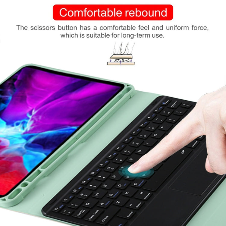 TG11BC Detachable Bluetooth Black Keyboard Microfiber Leather Tablet Case for iPad Pro 11 inch (2020), with Touchpad & Pen Slot & Holder (Green) - For iPad Pro by buy2fix | Online Shopping UK | buy2fix