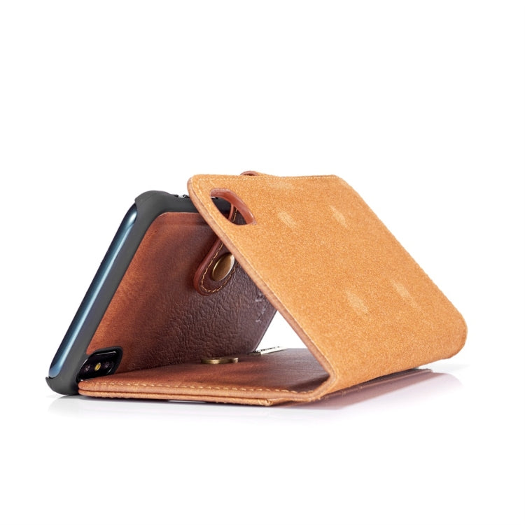 For iPhone XS Max DG.MING Crazy Horse Texture Flip Detachable Magnetic Leather Case with Holder & Card Slots & Wallet (Brown) - More iPhone Cases by DG.MING | Online Shopping UK | buy2fix