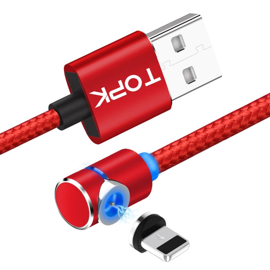 TOPK AM30 2m 2.4A Max USB to 8 Pin 90 Degree Elbow Magnetic Charging Cable with LED Indicator(Red) - Charging Cable & Head by TOPK | Online Shopping UK | buy2fix