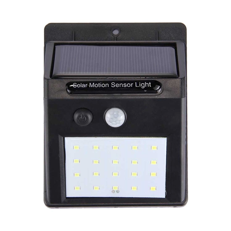 White Light Outdoor Solar Motion Sensor Light, 20 LED for Yard / Garden / Home / Driveway / Stairs / Outside Wall(Black) - Solar Lights by buy2fix | Online Shopping UK | buy2fix