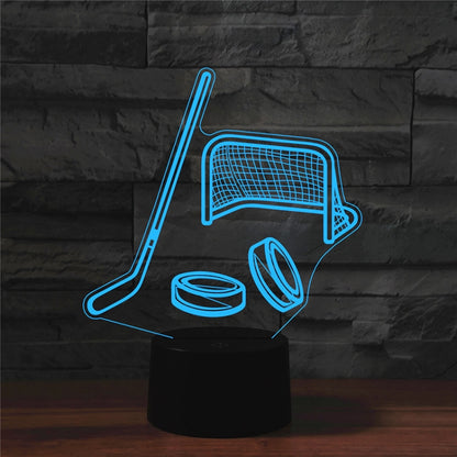 Ice Hockey Shape 3D Colorful LED Vision Light Table Lamp, Charging Touch Version - Novelty Lighting by buy2fix | Online Shopping UK | buy2fix