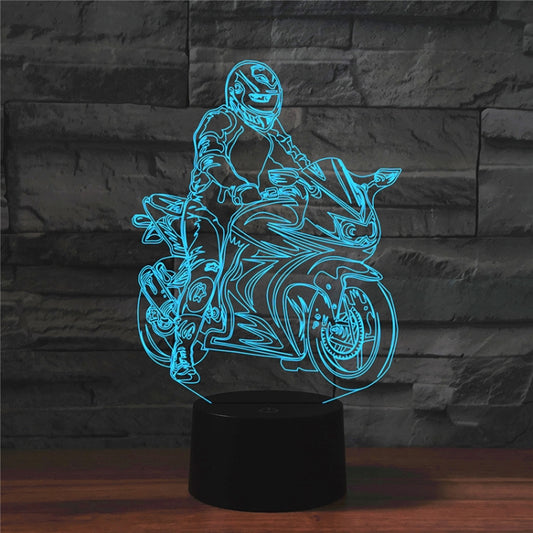 Motorcycle Shape 3D Colorful LED Vision Light Table Lamp, 16 Colors Remote Control Version - Novelty Lighting by buy2fix | Online Shopping UK | buy2fix