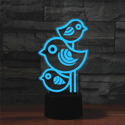 Three Birds Shape 3D Colorful LED Vision Light Table Lamp, Crack Touch Version - Novelty Lighting by buy2fix | Online Shopping UK | buy2fix