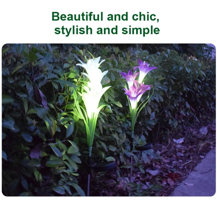 Simulated Lily Flower 4 Heads Solar Powered Outdoor IP55 Waterproof LED Decorative Lawn Lamp, White Light (White) - Solar Lights by buy2fix | Online Shopping UK | buy2fix