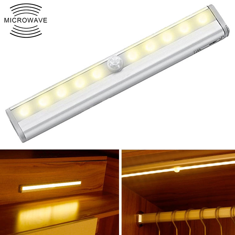 0.8W 10 LEDs Warm White Light Narrow Screen Intelligent Human Body Sensor Light LED Corridor Cabinet Light, USB Charging Version - Sensor LED Lights by buy2fix | Online Shopping UK | buy2fix