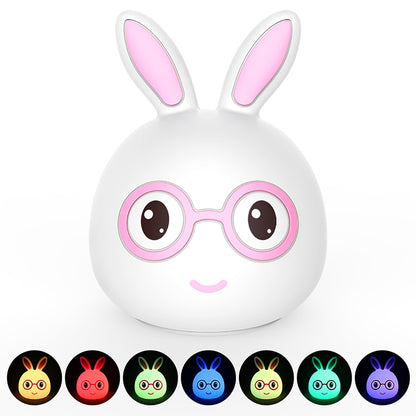 Smiling Rabbit Creative Touch 3D LED Decorative Night Light, USB Charging Version (Pink) - Night Lights by buy2fix | Online Shopping UK | buy2fix