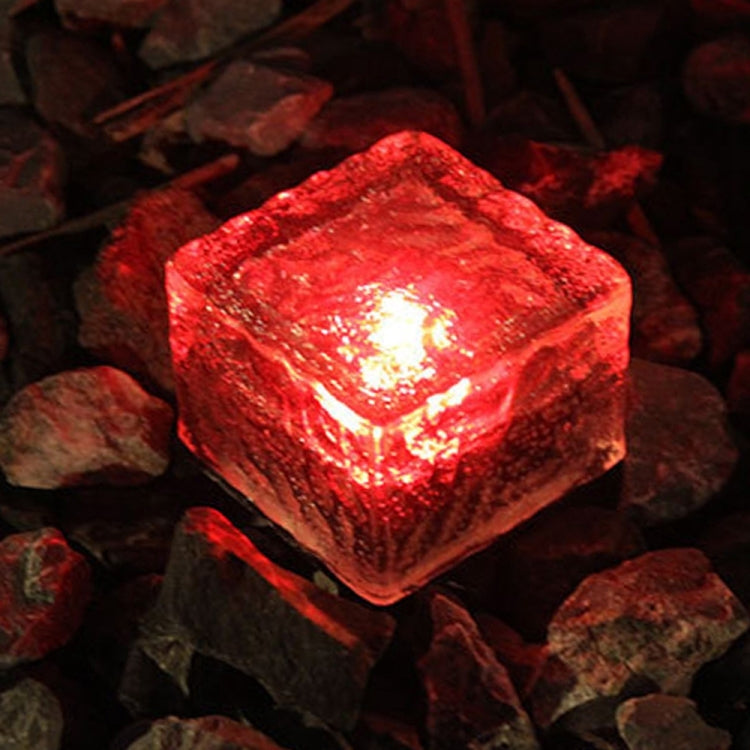 Solar Powered Square Tempered Glass Outdoor LED Buried Light Garden Decoration Lamp IP55 Waterproof，Size: 10 x 10 x 5.2cm(Red Light) - Buried Lights by buy2fix | Online Shopping UK | buy2fix