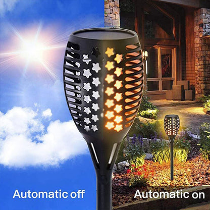 96 LEDs Solar Powered Star Flame Light IP65 Waterproof Outdoor Garden Landscape Lamp - Solar Lights by buy2fix | Online Shopping UK | buy2fix