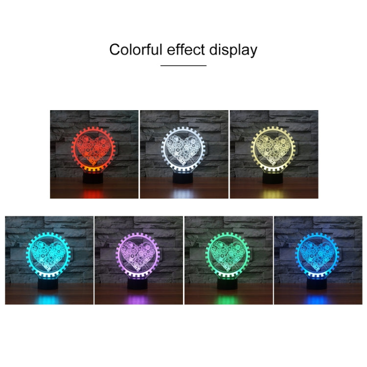 Gear Heart Shape 3D Colorful LED Vision Light Table Lamp, Touch Version - Novelty Lighting by buy2fix | Online Shopping UK | buy2fix