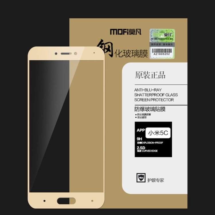 MOFI Xiaomi Mi 5c 0.3mm 9H Hardness 2.5D Explosion-proof Full Screen Tempered Glass Screen Film(Gold) -  by MOFI | Online Shopping UK | buy2fix