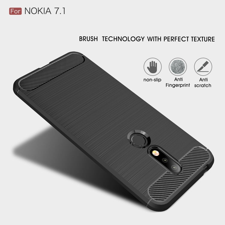 Brushed Texture Carbon Fiber Soft TPU Case for Nokia 7.1(Red) - Nokia Cases by buy2fix | Online Shopping UK | buy2fix