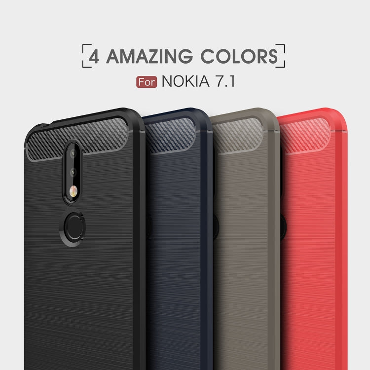 Brushed Texture Carbon Fiber Soft TPU Case for Nokia 7.1(Red) - Nokia Cases by buy2fix | Online Shopping UK | buy2fix