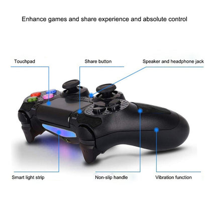 Wireless Bluetooth Diamond Texture Shock Touch Plate Game Handle Controller with Smart Indicator for Sony PS4(Blue) - Gamepads by buy2fix | Online Shopping UK | buy2fix