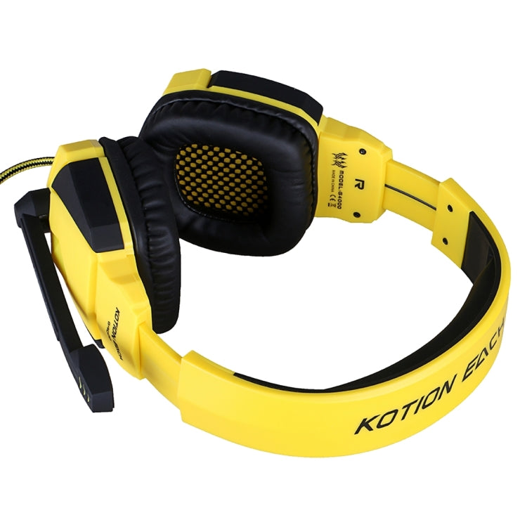 KOTION EACH G4000 USB Version Stereo Gaming Headphone Headset Headband with Microphone Volume Control LED Light for PC Gamer,Cable Length: About 2.2m(Black Yellow) - Multimedia Headset by KOTION EACH | Online Shopping UK | buy2fix
