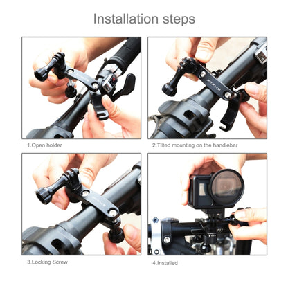 PULUZ 360 Degree Rotation Bike Aluminum Handlebar Adapter Mount with Screw for GoPro, Insta360, DJI and Other Action Cameras(Black) - Bicycle Handlebar Mount by PULUZ | Online Shopping UK | buy2fix