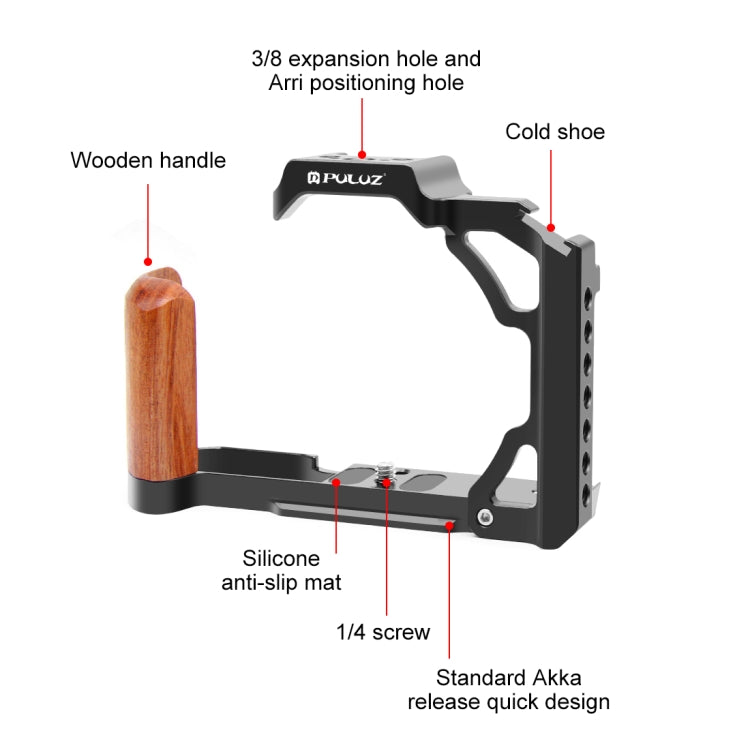 For Nikon ZFC PULUZ Wood Handle Metal Camera Cage Stabilizer Rig(Black) - Camera Cage by PULUZ | Online Shopping UK | buy2fix