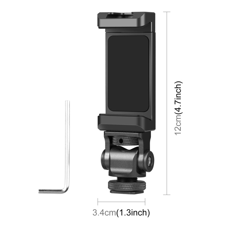 PULUZ Tripod Head Cold Shoes Aluminum Alloy Phone Clamp Holder Bracket (Black) - Desktop Holder by PULUZ | Online Shopping UK | buy2fix