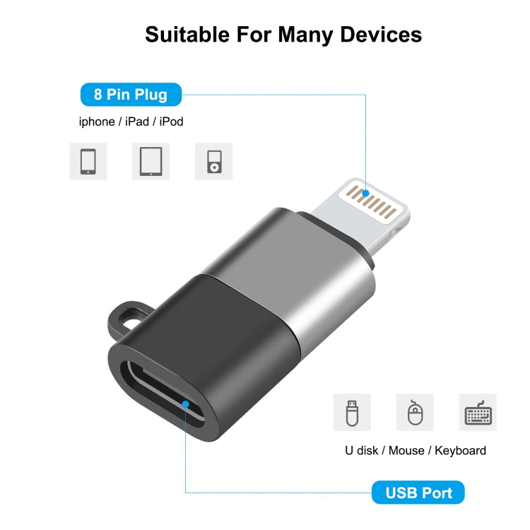 PULUZ USB-C / Type-C to 8 Pin OTG Adapter (Black) - Converter & Adapter by PULUZ | Online Shopping UK | buy2fix