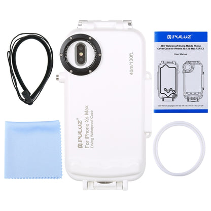 For iPhone XS Max PULUZ 40m/130ft Waterproof Diving Case, Photo Video Taking Underwater Housing Cover(White) - More iPhone Cases by PULUZ | Online Shopping UK | buy2fix