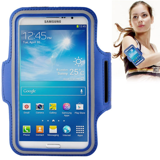 PU Sports Armband Case with Earphone Hole for Galaxy Mega 6.3 / i9200, Below 6.3 inch Phones(Blue) - Other by buy2fix | Online Shopping UK | buy2fix