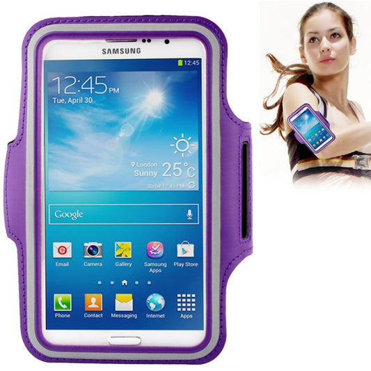 PU Sports Armband Case with Earphone Hole for Galaxy Mega 6.3 / i9200(Purple) - Other by buy2fix | Online Shopping UK | buy2fix