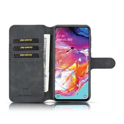 DG.MING Retro Oil Side Horizontal Flip Case for Galaxy A10, with Holder & Card Slots & Wallet (Black) - Galaxy Phone Cases by DG.MING | Online Shopping UK | buy2fix