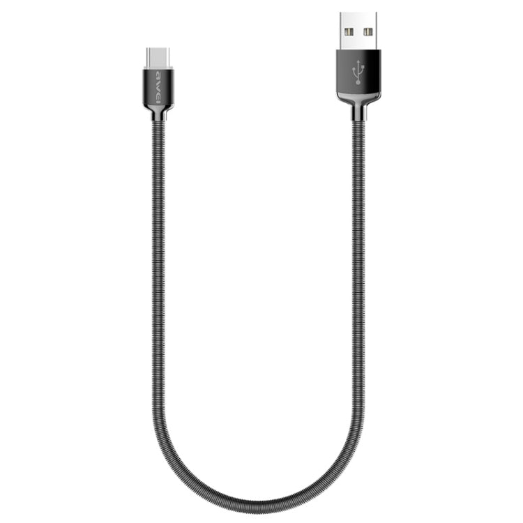 awei CL-26 0.3m 2.4A USB to USB-C / Type-C Metal Fast Charging Cable (Grey) - USB-C & Type-C Cable by awei | Online Shopping UK | buy2fix