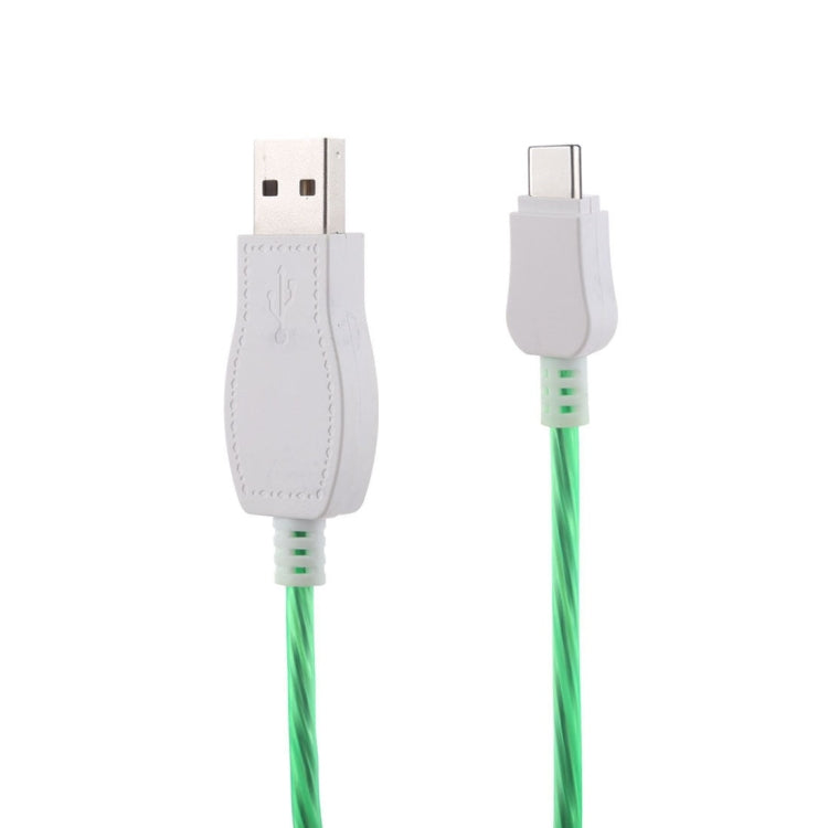 LED Flowing Light 1m USB A to Type-C Data Sync Charge Cable, For Galaxy, Huawei, Xiaomi, LG, HTC and Other Smart Phones(Green) - USB-C & Type-C Cable by buy2fix | Online Shopping UK | buy2fix