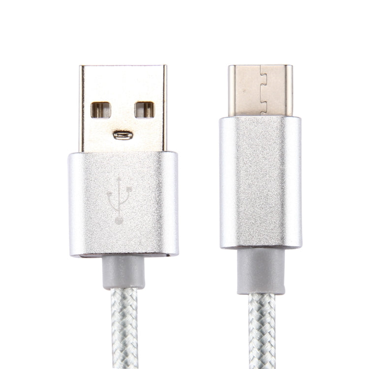 Knit Texture USB to USB-C / Type-C Data Sync Charging Cable, Cable Length: 3m, 3A Total Output, 2A Transfer Data(Silver) - USB-C & Type-C Cable by buy2fix | Online Shopping UK | buy2fix